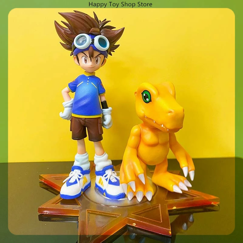17-センチメートルデジモンアドベンチャー八神太一とアグモンアニメフィギュアモデル像ボーイズコレクションモデルデスクトップ装飾飾りおもちゃ