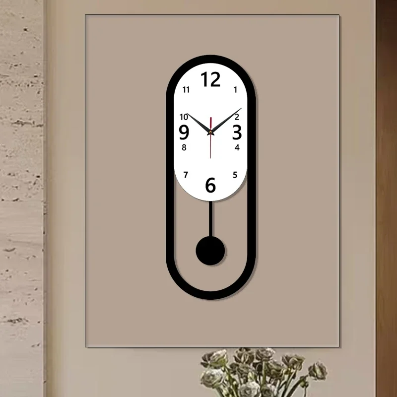 Silent Non-ticking Elliptical Swing Wall Clock - Home Decor Clock For Living Room, Bedroom, Office | Ideal Christmas Gift