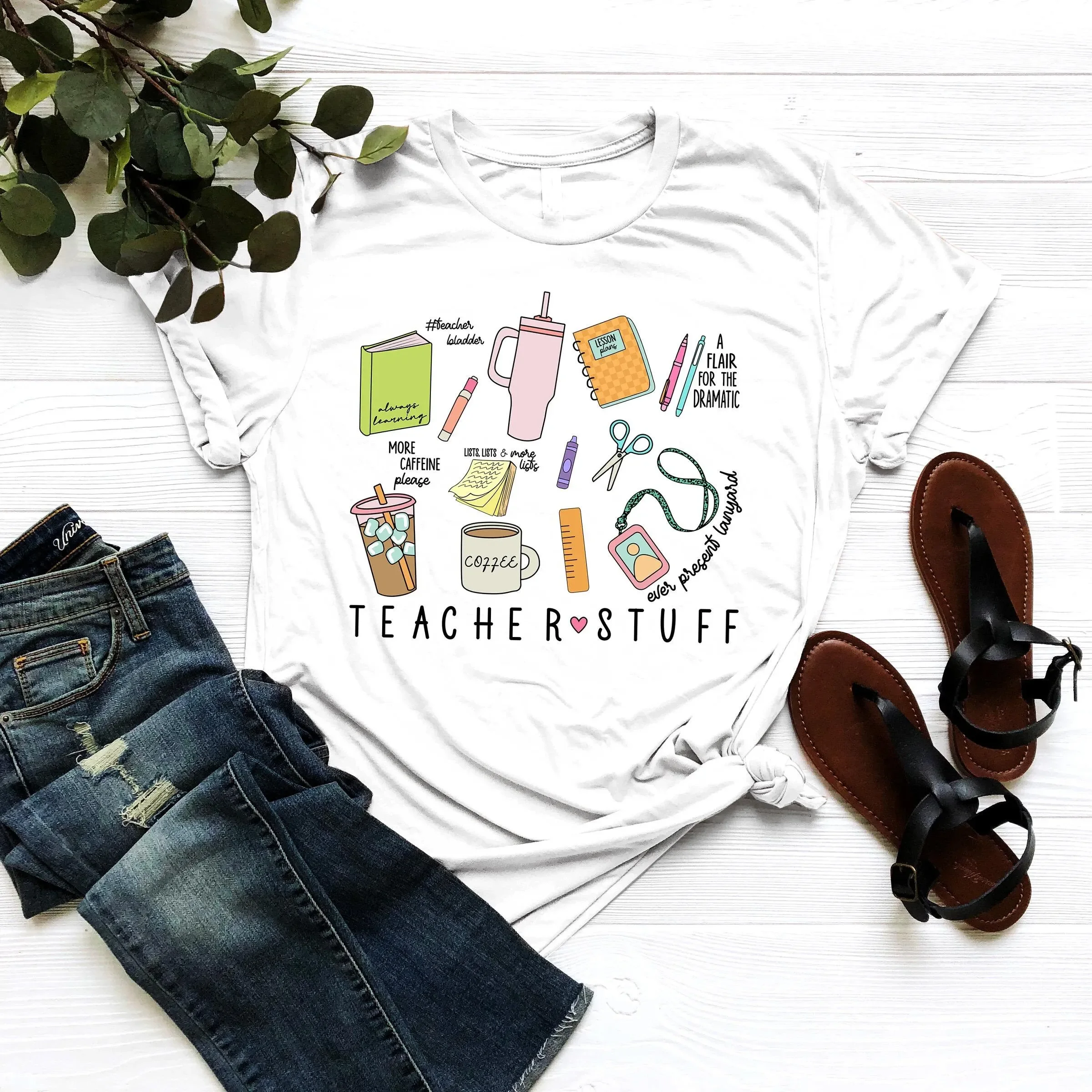 Cute Teacher Stuff T Shirt Retro Back To School Teaching Team Life Outfit First Day of