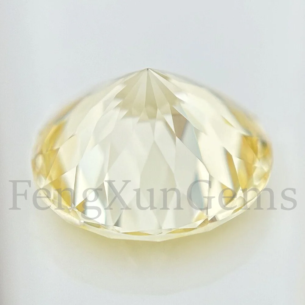 Round Brilliant Cut 5~8mm 100 Faceted Top Quality Machine Cut CZ Light Yellow Loose Cubic Zirconia Gemstone Zircon Stones  Gem