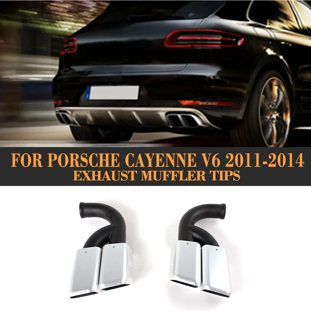 Stainless Steel Auto Car Exhaust Tips End Muffler For Porsche Cayenne V6 V8 2011-2014 2PCS Square Circle Black White