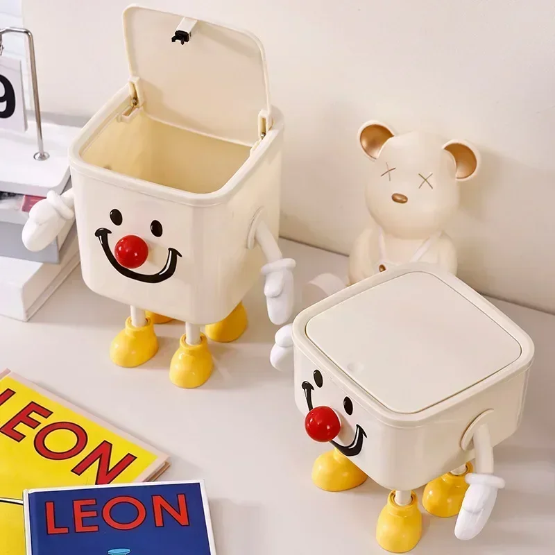 Cute Clown Ins Wind Dopamine Living Room Bedroom Desktop Storage Bucket Storage Box Home Organizer High Value Creative Trash Can