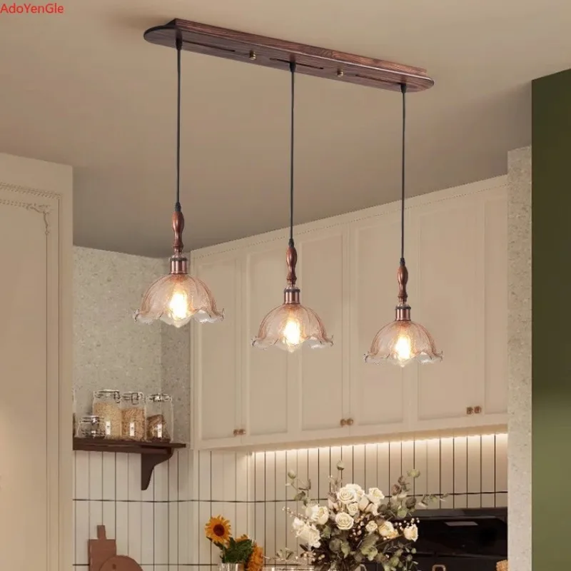 

Elegant medieval rattan chandelier restaurant light high-end French retro walnut lamp lighting for living room pendant light