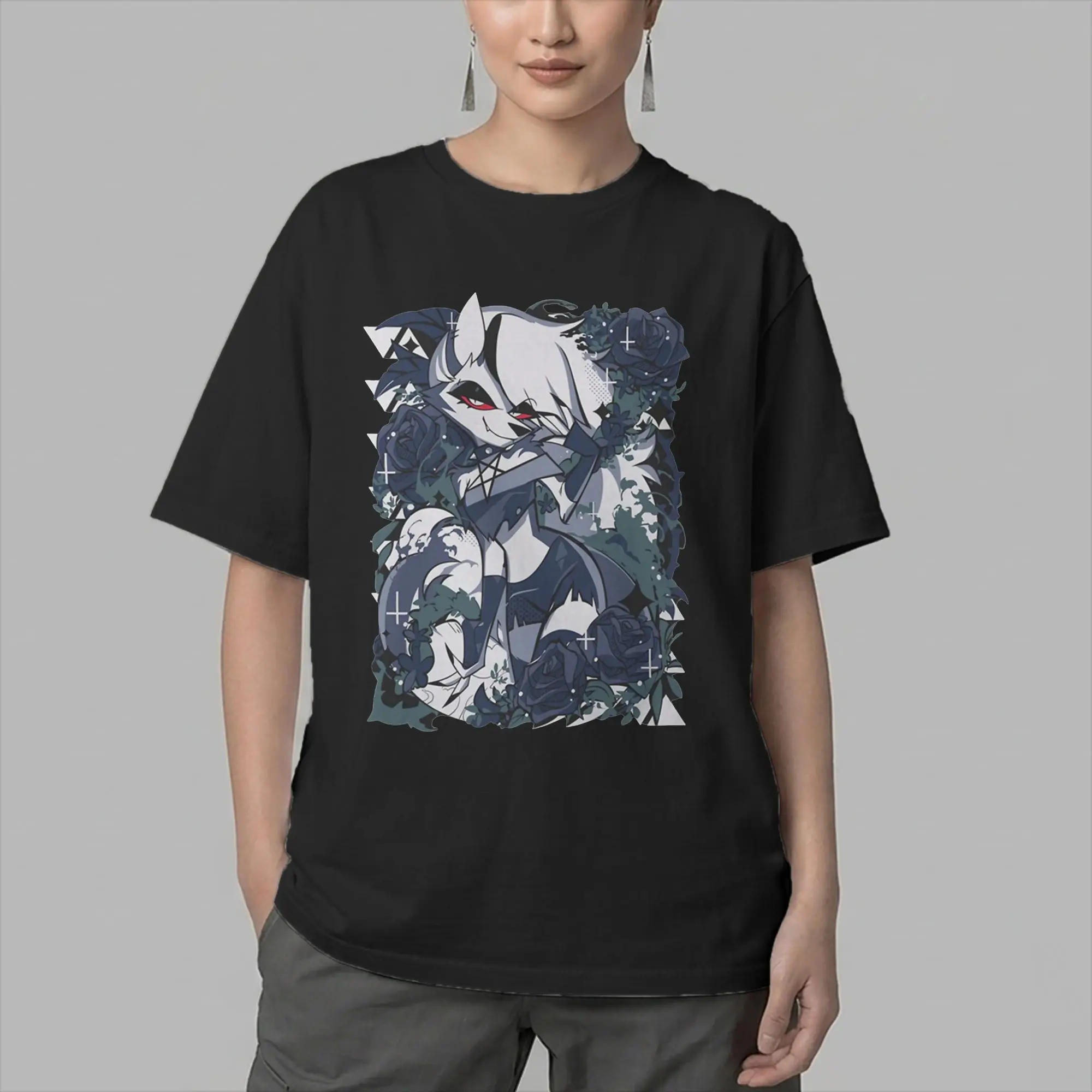 Men's Cartoon Helluva-Boss Loona T Shirt  Cotton Clothes Casual Short Sleeve Crewneck Tee Shirt Unique T-Shirts
