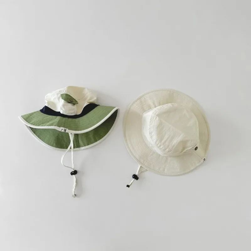New Kids Bucket Hat for Boy Girl Sporty Fashion Solid Color Camping Cap for Children Simplicity Summer Travel Sunshade Hat