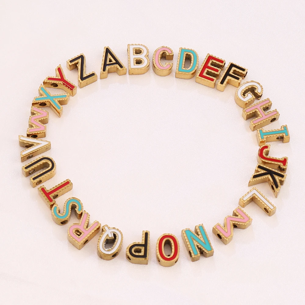 2pcs Color A-Z Letter Charms Stainless Steel 3D Letter Charms Pendant Love Alphabet Initial Letters Pendant For Diy Jewelry