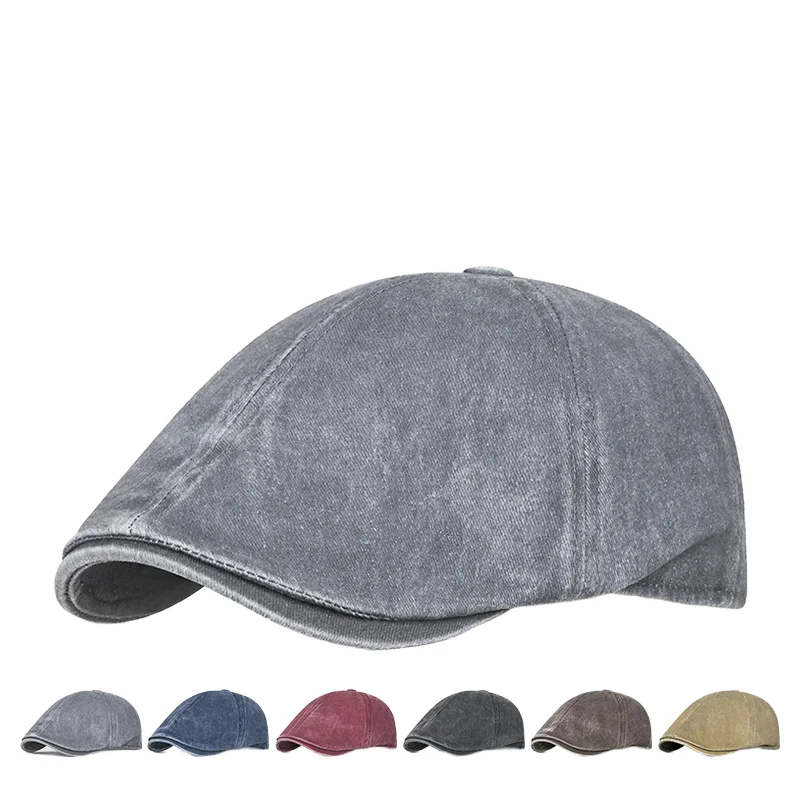 Washed Six Piece Painter's Hat Retro Fading Art Sunshade Forward Duck Tongue Hat