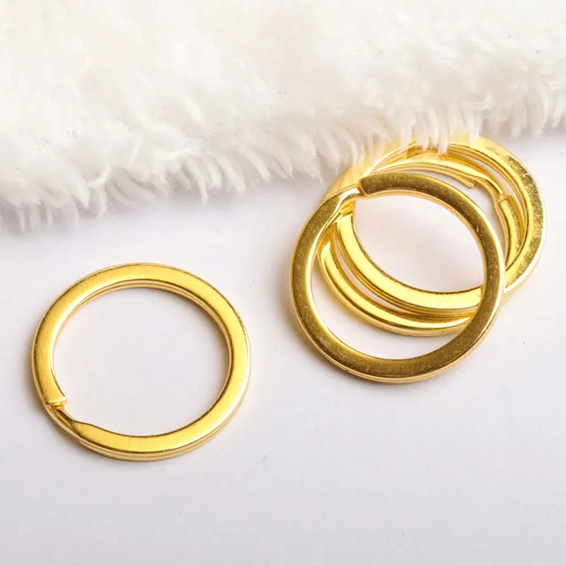 100Pcs/Lot 25 28 30 32 35mm Gold Round Key Ring Llaveros Clasp Findings Key Chain Split Ring Plated Key Ring For Jewelry Making