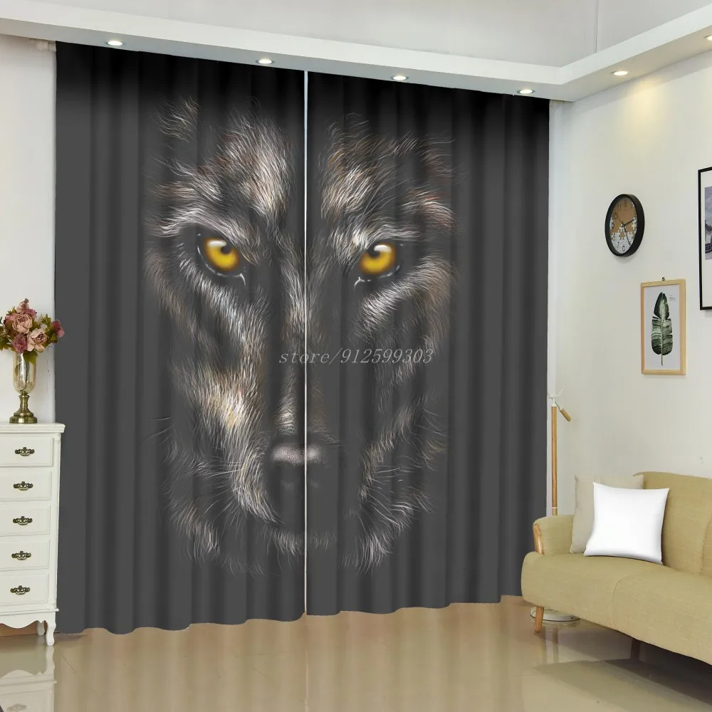 Wolf Dream Catcher Animal Curtains Drapes For Living Room Bedroom Kitchen Office Photo Blinds 3D Blackout Curtains