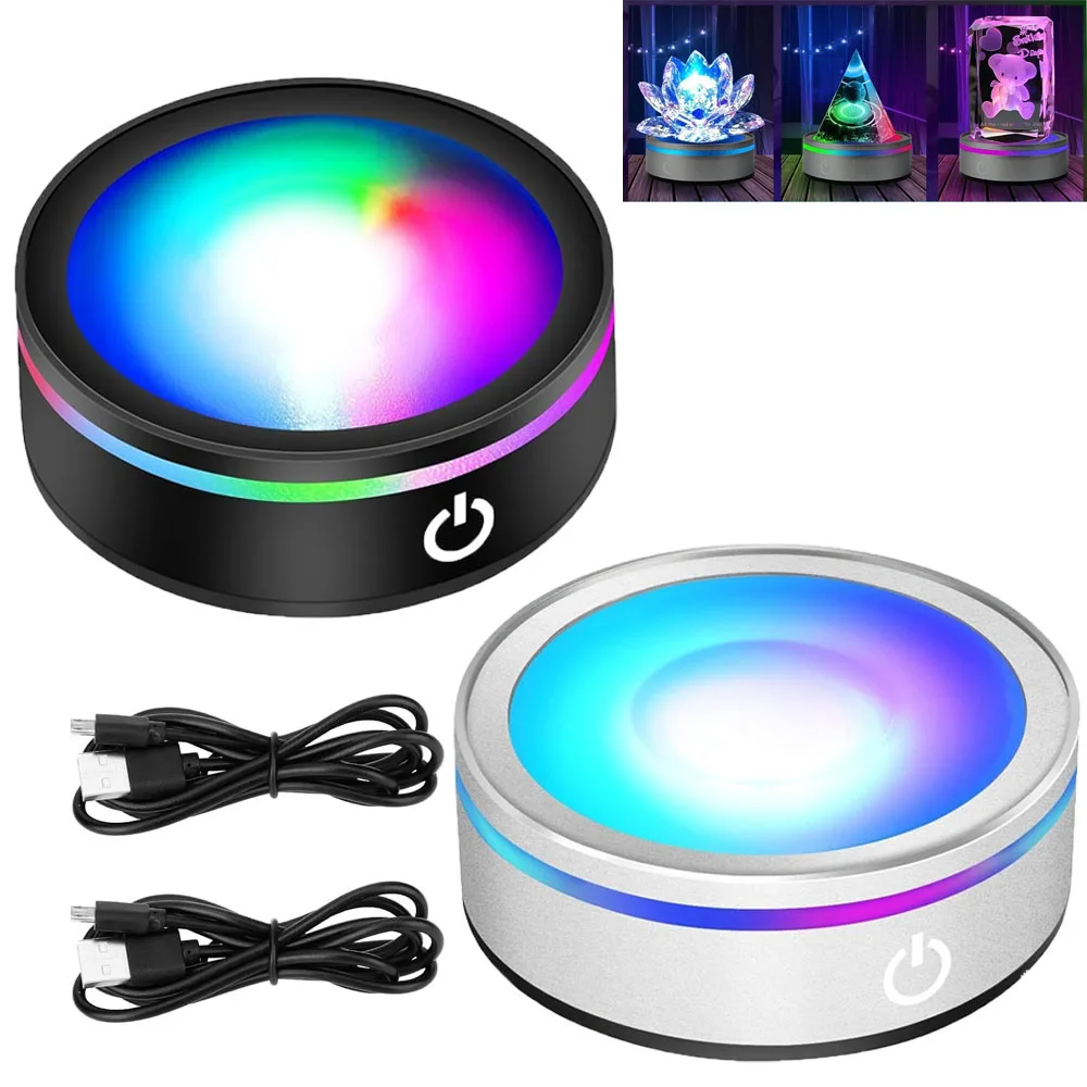 8cm USB Rechargeable LED Light Base for 3D Crystal Glass Art Crystal Display Lamp Base Stand Luminous Decorate Base