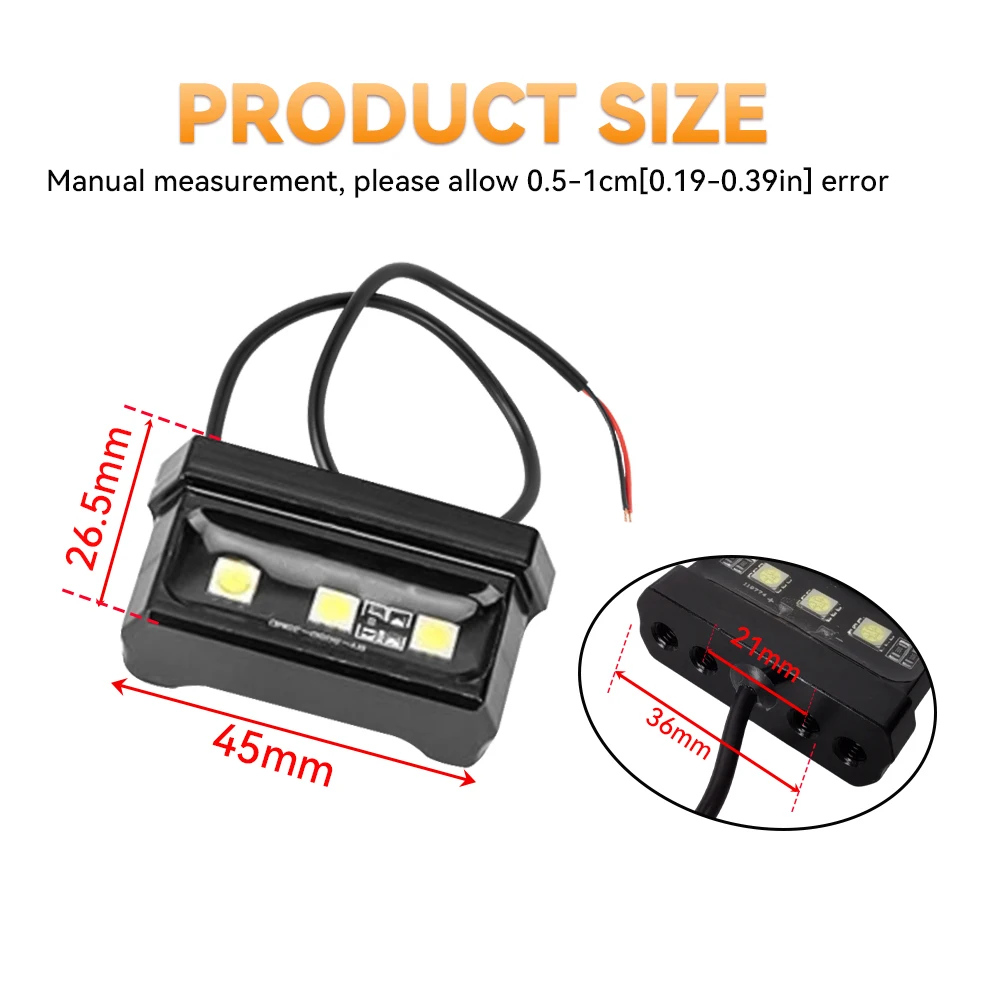 1Pcs LED Motorcycle License Plate Light Decorative Lamp Universal for Honda Kawasaki Yamaha Suzuki Little Monkey Waterproof