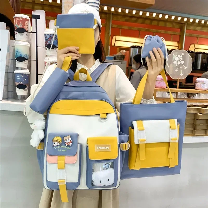 5 в 1, модный женский рюкзак с несколькими карманами, школьная сумка для девочек-подростков, многофункциональные дорожные рюкзаки, водонепроницаемая книга MN1