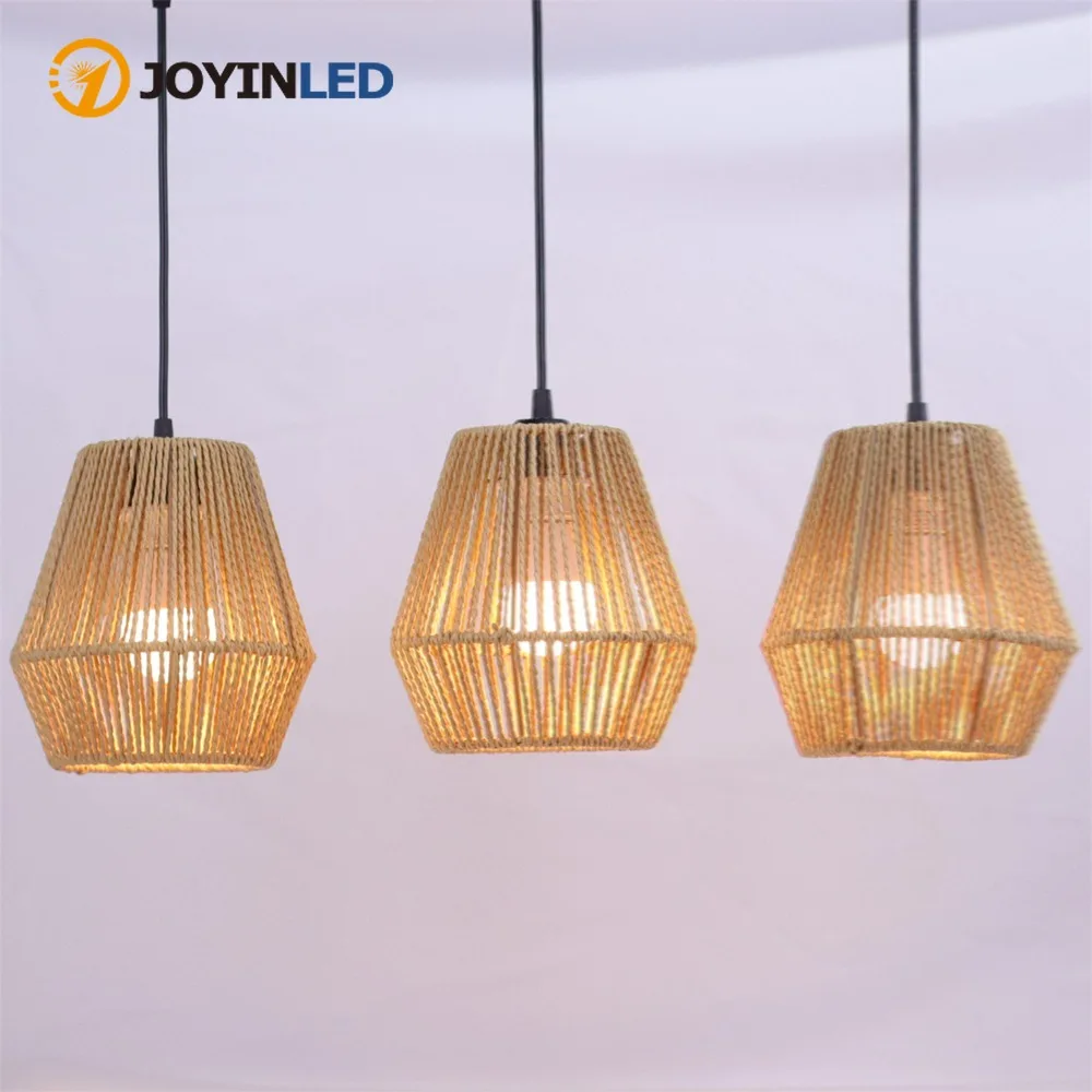 

JOYINLED Vintage Hand-woven Rattan Art Chandelier Creative Personality Restaurant Living Room Bar Bedroom Balcony Chandelier