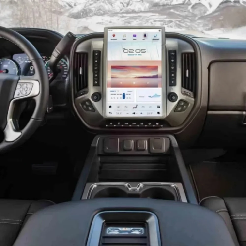 يانغ 14.5 بوصة شاشة عمودية لجي إم سي سييرا شيفروليه سيلفرادو 2014-2019 سيارة مشغل راديو الوسائط المتعددة أندرويد 13 وحدة LCD داش #4