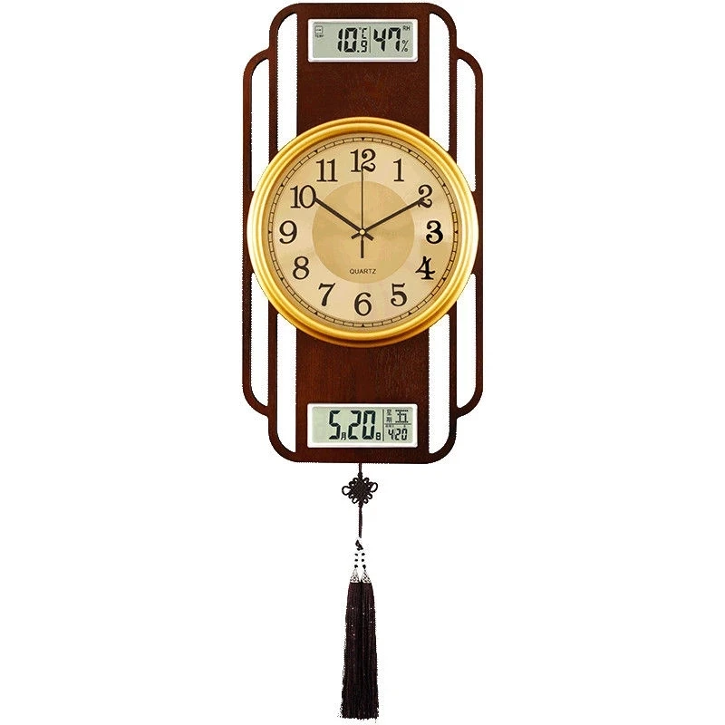 

Solid wood wall clock Chinese style living room new wall wall clock clock home living room fashion mute rectangular clock