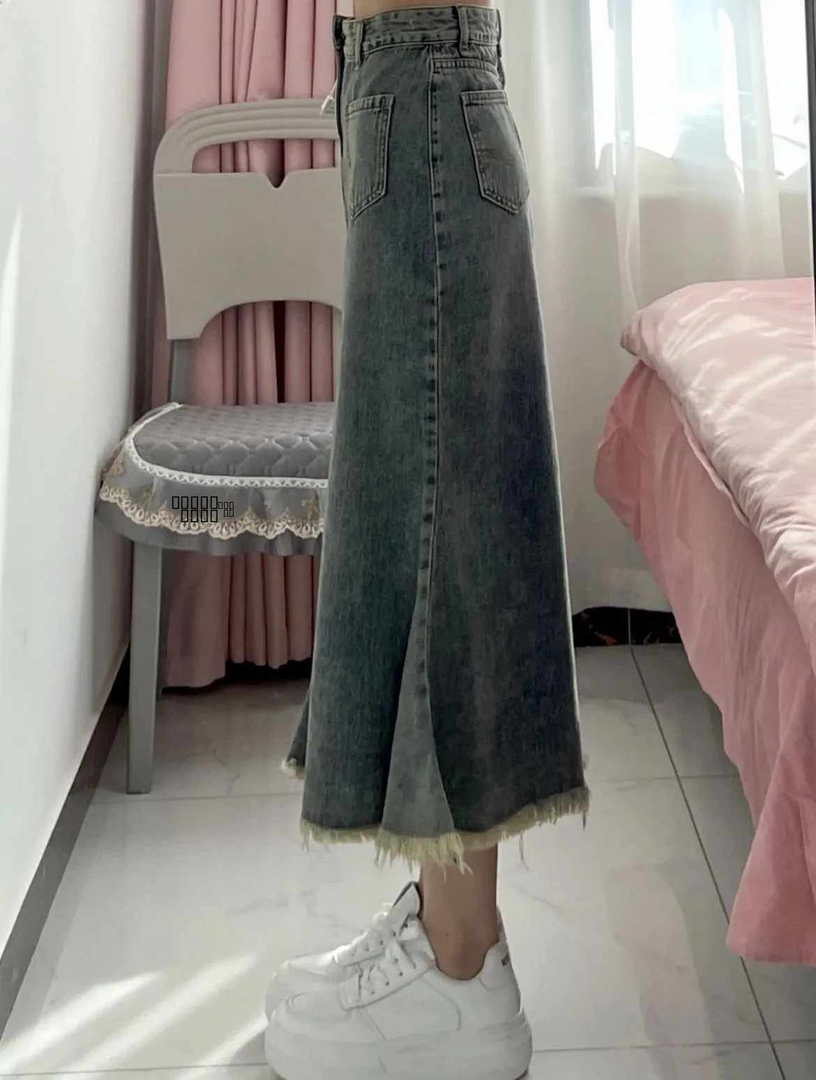 

Retro High Waist Midi Denim Skirt Women's Autumn New plus Size A-Line Umbrella Skirt Slimming Effect Casual Commute Sle
