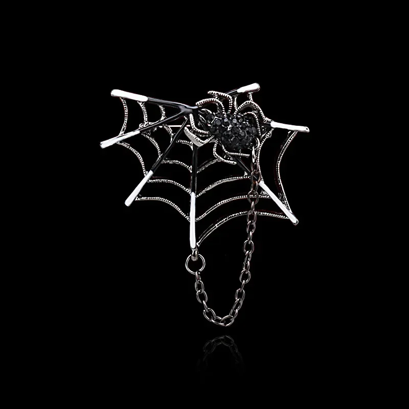 Retro Gothic Spider Web Spider Insect Brooch Men Women Dark Punk Trendy Party Dress Pin Jewelry