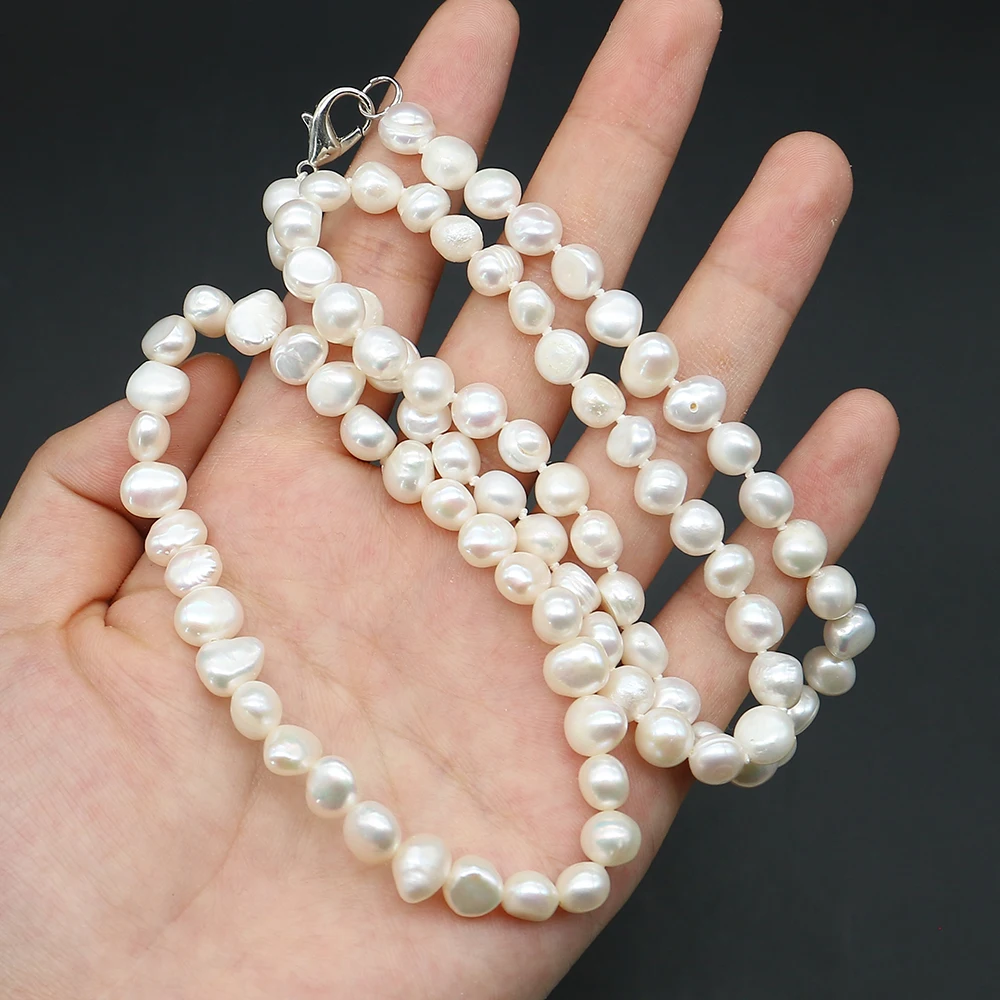 Natural Freshwater White Irregular Baroque Direct-hole Pearl Necklace and Bracelet Jewelry Set Exquisite Fashionable Gifts