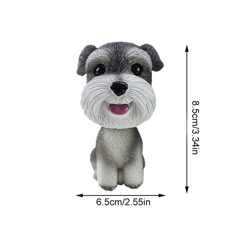 Dog Bobblehead Schnauzer Mini Figurine Bobble Head Dogs Car Dash Ornament Cute Shaking Head Nodding Dog Puppy Figurine for Car V