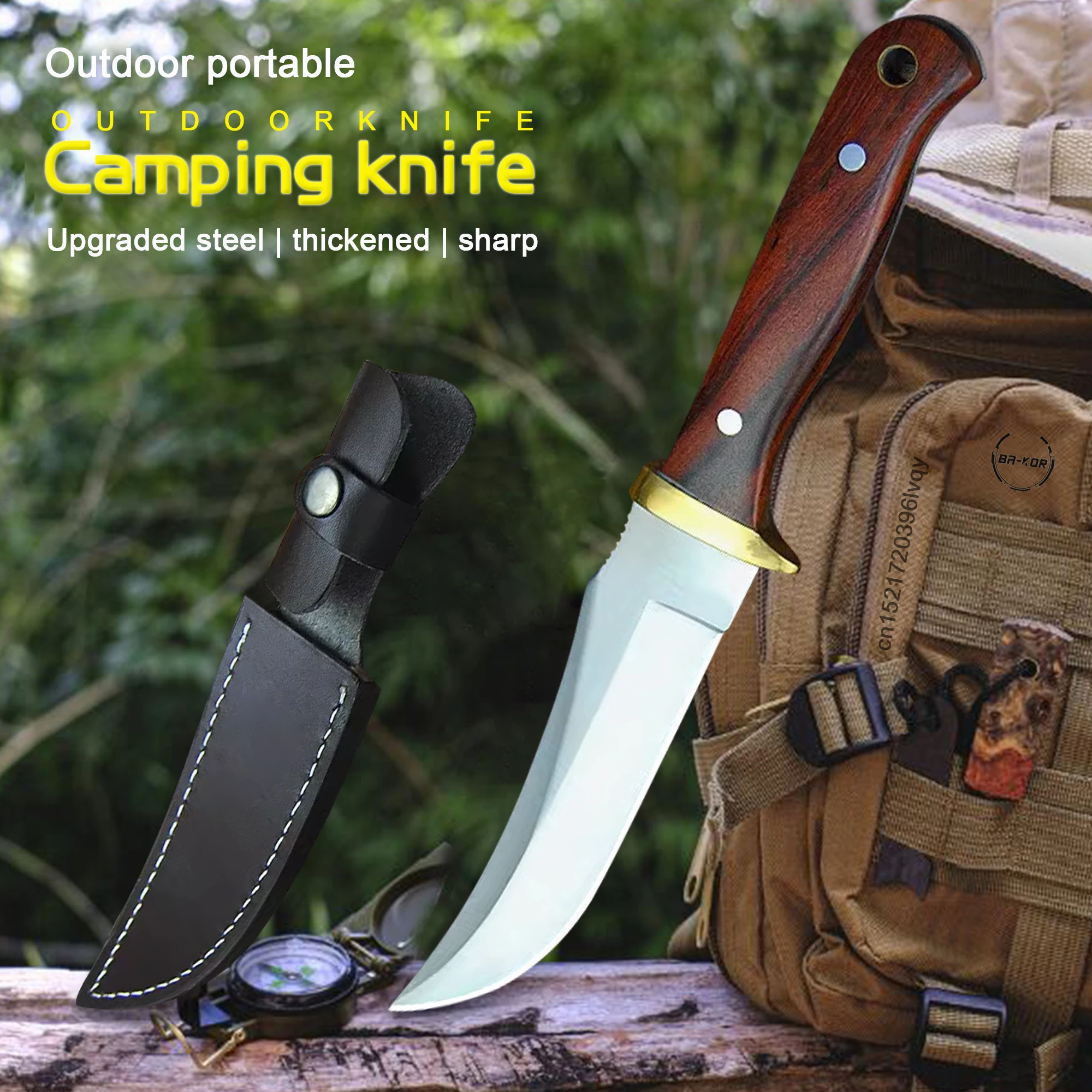 

7cr15MOV tactical straight knife north American sharp hunting knife outdoor self-defense knife home slice knife + holster