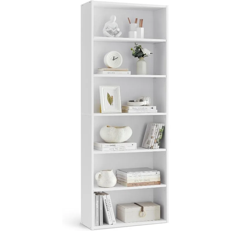 Bookshelf, 23.6 Inches Wide, 6-Tier Open Bookcase with Adjustable Storage Shelves, Floor Standing Unit