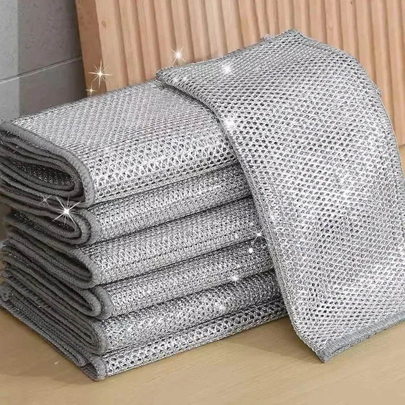 50/3 Stück magisches Reinigungstuch, einseitig, Metall, Stahldraht, Lappen, Küche, Geschirr, Topf, Waschtücher, Handtuch, saubere Werkzeuge – Detail 1
