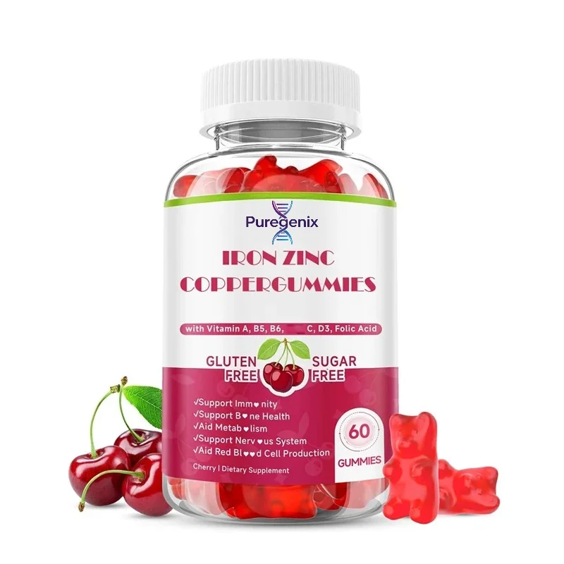 Iron, Zinc, Copper Supplements, Containing Vitamins A, B5, B6, C, D3, Enhance Energy, Support Immunity and Bone Health