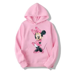 New Fashion Woman Pullover Cartoon Anime Disney Minnie Mouse Ladies Hoodies Autumn Winter Couple Sweatshirt Clothing Hot Sale