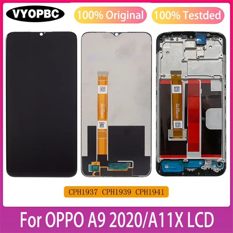 LCD Display Original Touch Screen With Frame 6.5\'\' For OPPO A9 2020 A11X Typer Parts Replacement CPH1937 CPH1939 CPH1941