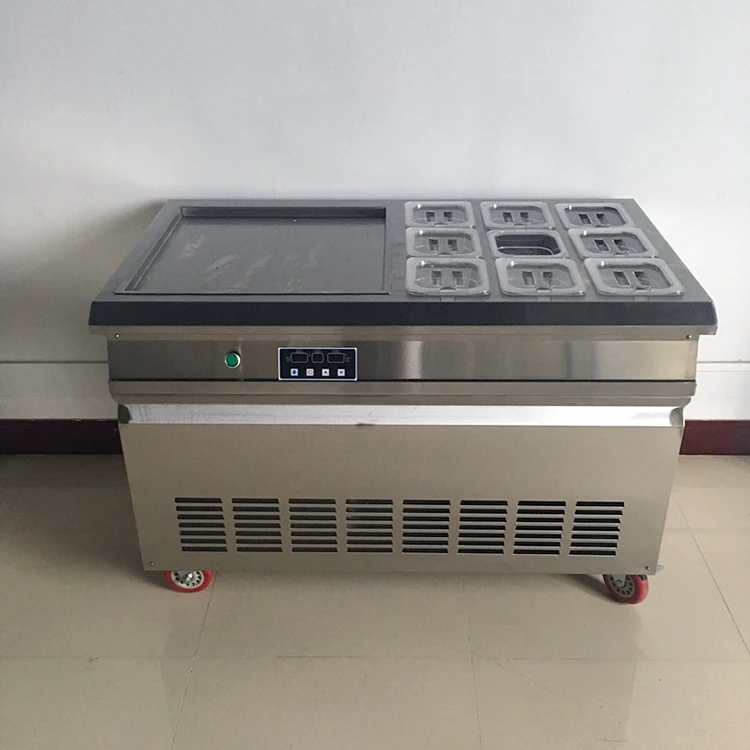 

Stainless steel 9 cans commercial 220V roll ice cream machine cold stone table fried ice cream machine