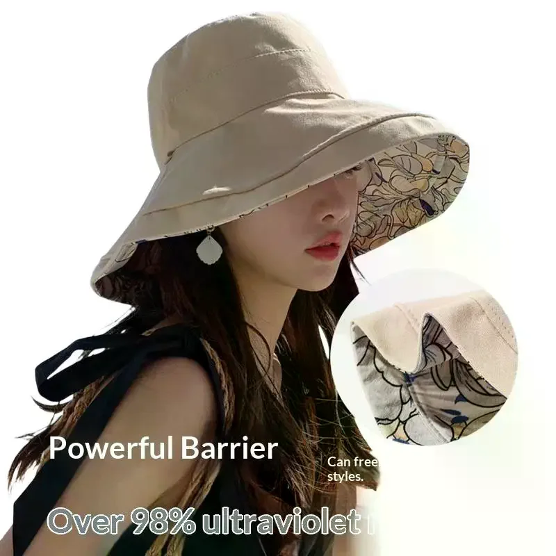 Double-Sided Flower Print Bucket Hat – Vacation Style Wide Brim Fisherman Hat, Sun Hat for Women