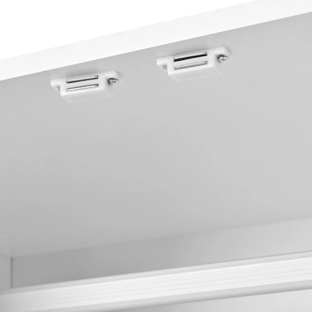 PINGGO Weißer Kleiderschrank mit 2 Türen, Rattanschublade, Metallbeinen und Griffen, 80x48x175cm, für Schlafzimmer und Wohnzimmer – Detail 20
