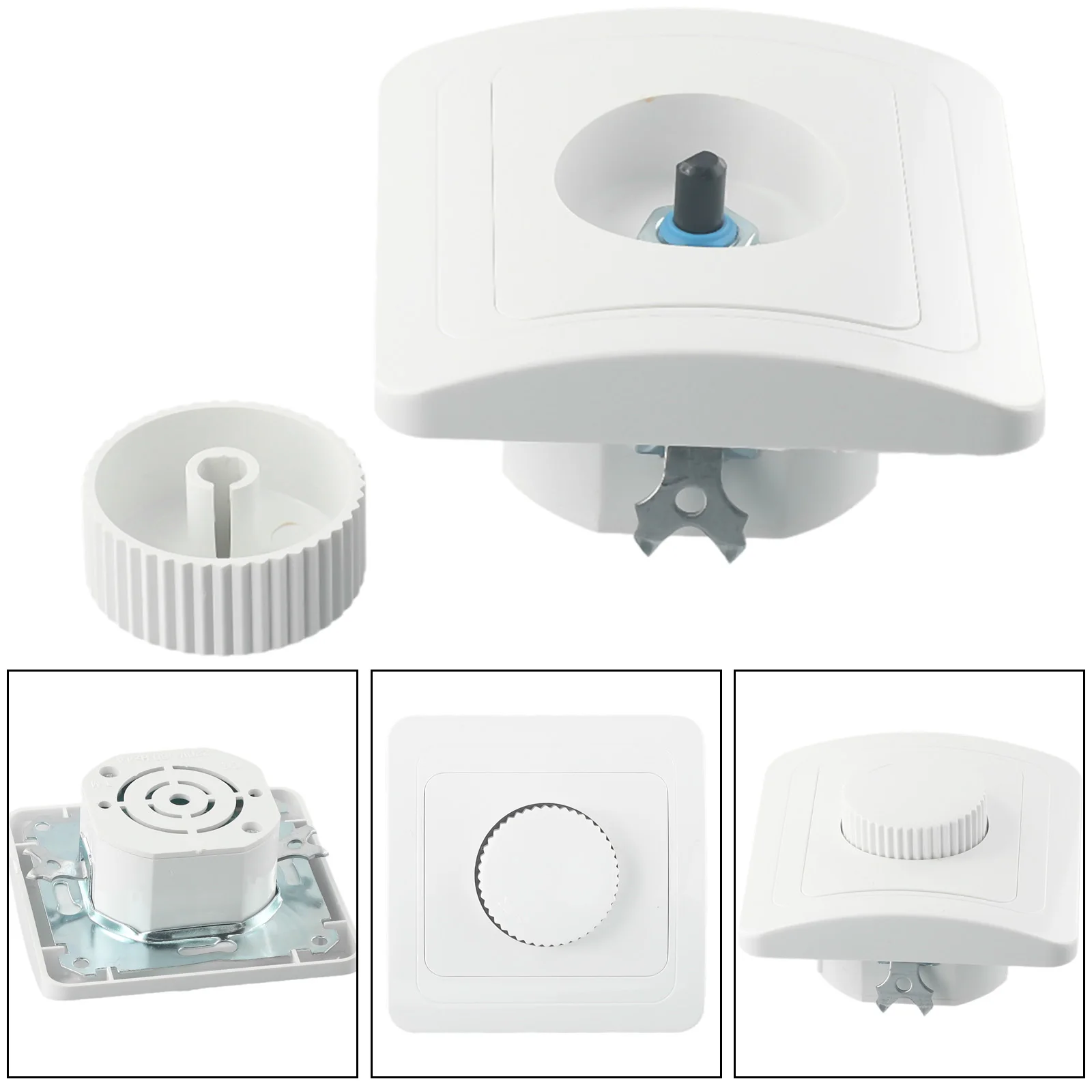 Switch Rotary Dimmer White 4 To 300W 81 X 81mm Trailing Edge AC 200V-250V European Standard For Conventional Lamps