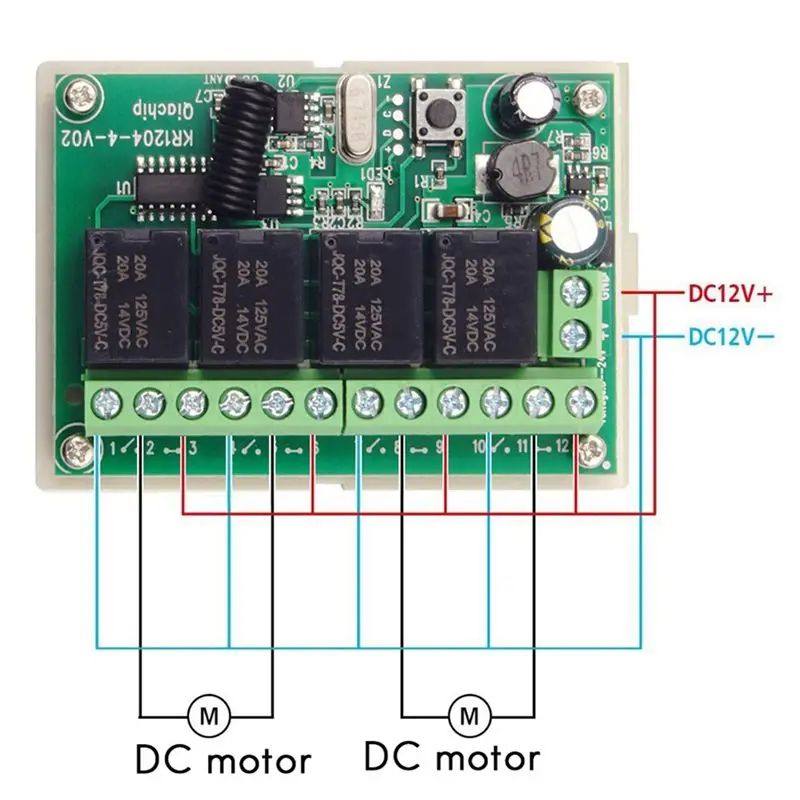 B04B-3X DC12V 24V 4CH Remote Control Switch 433M Receiving Control Four-Way Relay Module