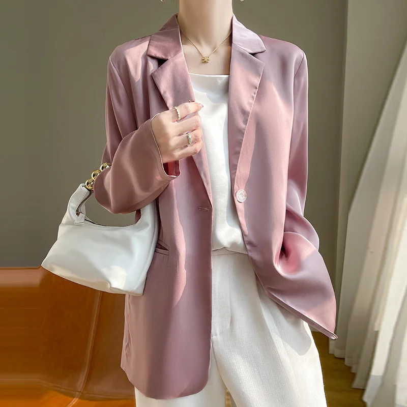 Spring Blazers Summer Women Suits Lapel Coats High-end Loose Professional Commuting Jackets Acetate Multiple Colors Available