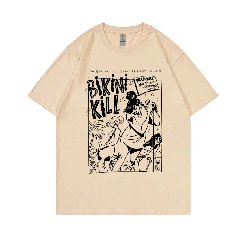 

Riot Grrrl Kathleen Hanna T Shirt Punk Rock Band Bikini Kill Miami The Ground Print T-shirts Men Women Casual Oversized Tshirt