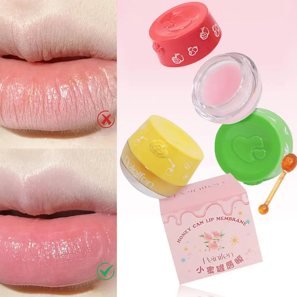 قناع الشفاه وعاء العسل المغذي العناية بالشفاه ترطيب قناع الشفاه مع فرشاة ترطيب بلسم الشفاه الشفاه قناع النوم بين عشية وضحاها 2026 جديد #3