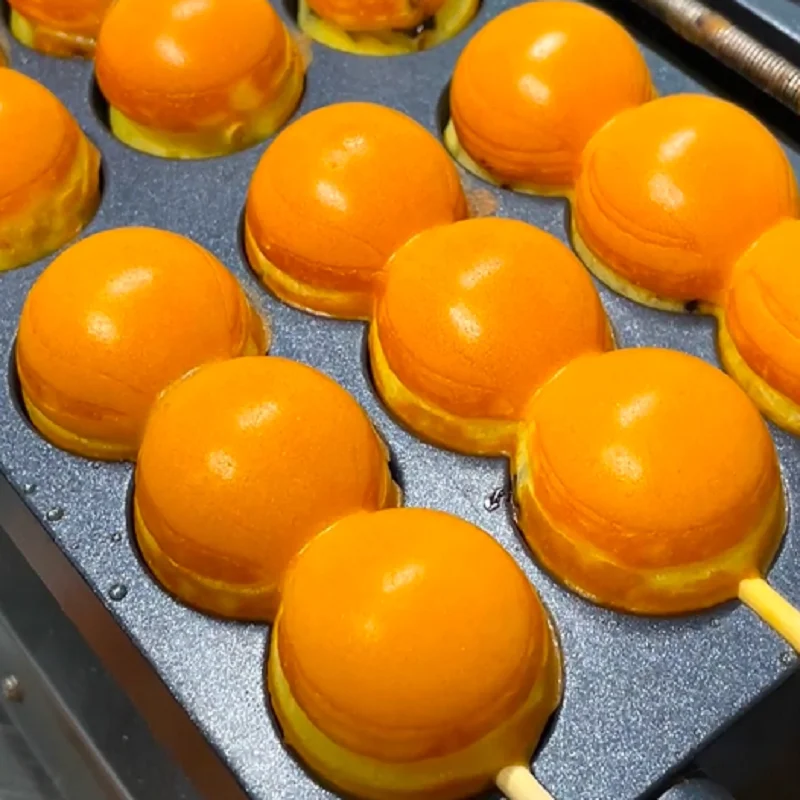 Commercial 220V Skewer Maker Machine Takoyaki Ball Shaped Waffle Making Machine Non-Stick Round Ball Snack Skewer Waffle Maker