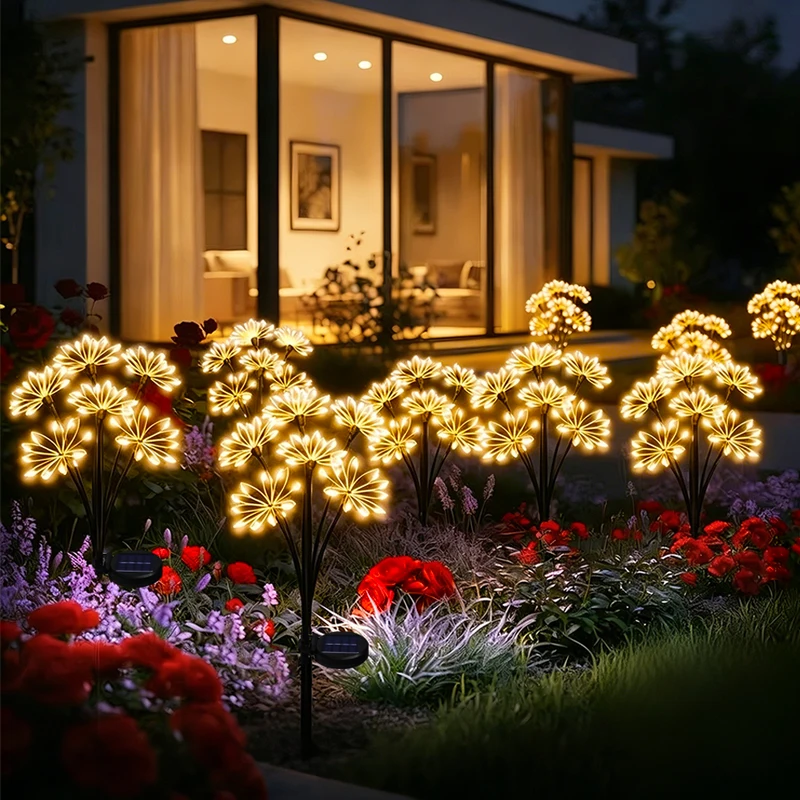 Solar Firework Sway Lights Outdoor Waterproof Flower Decor Atmosphere Solar Patio Lamp for Landscape Garden Yard
