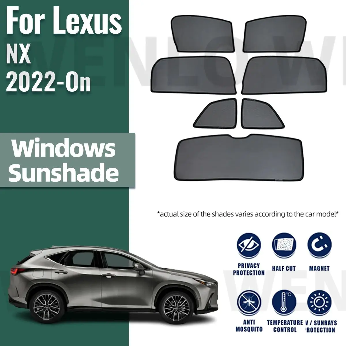 For Lexus NX 2022 2023 2024 350H NX350H Front Windshield Frame Curtain Magnetic Car Sunshade Shield Rear Side Window Sun Shade