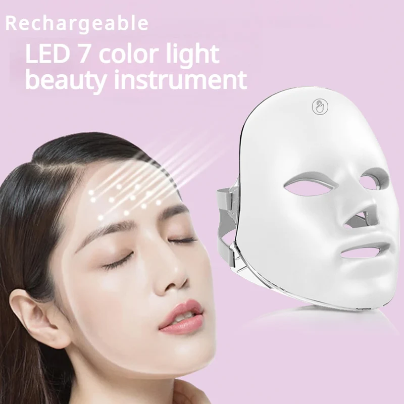 7 Colours Led Face Mask Red Light Therapy Photon Devices Rechargeable Led Mask  Treatment Skin Care Home Use Facial Beauty Tools