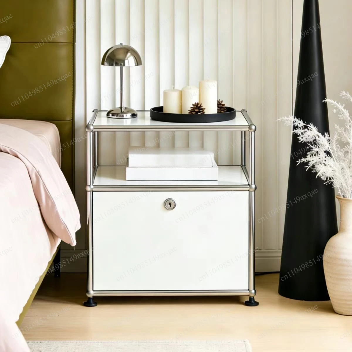 Bauhaus medieval module cabinet, bedroom household stainless steel bedside cabinet, sofa side living room chest storage cabinet