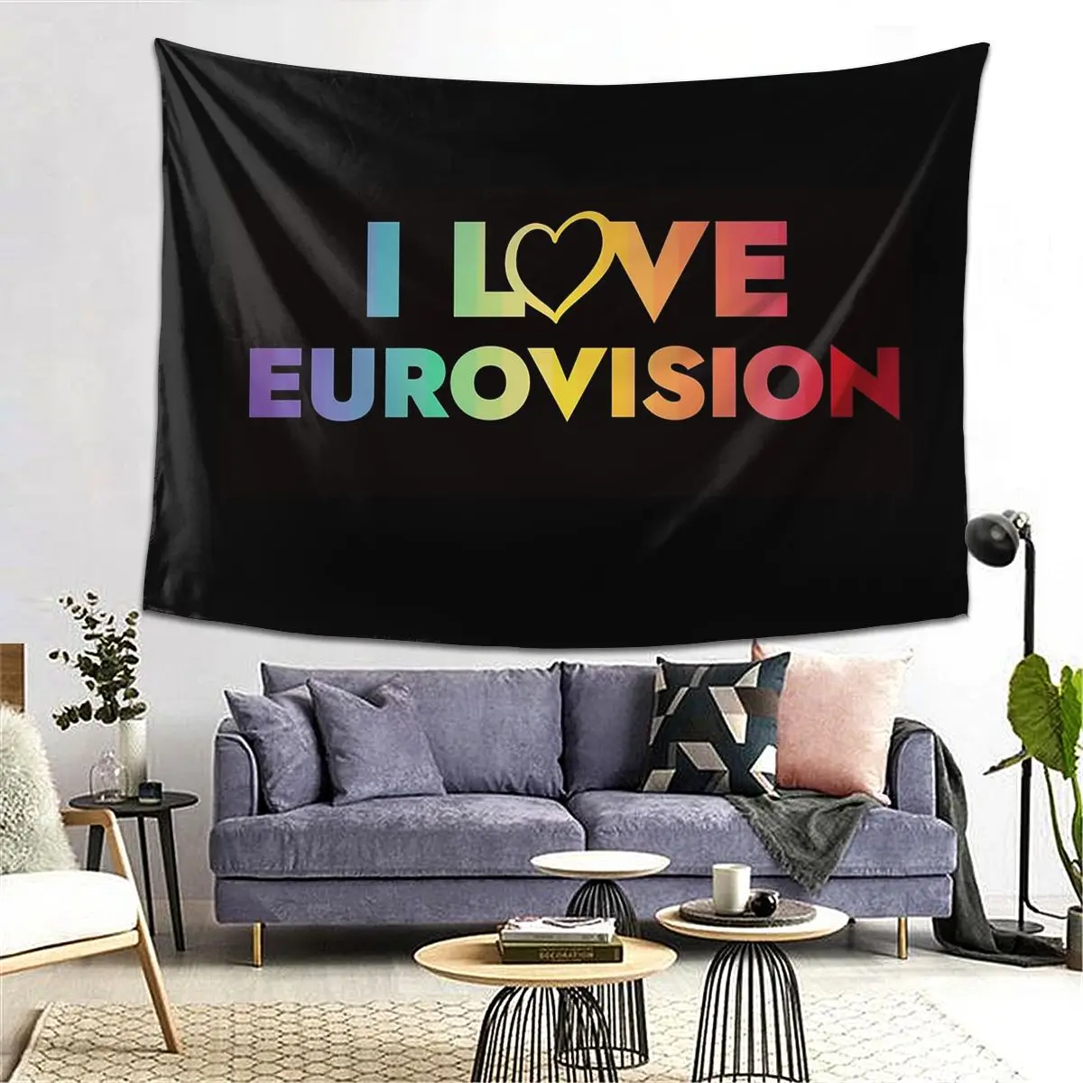 

Я люблю Евровидение-гобелен с радужным узором, украшение, художественные эстетические гобелены для спальни, дома, настенная ткань, настенная подвеска