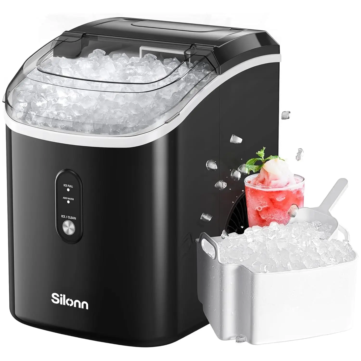 

Nugget Ice Maker Countertop, Chewable Pellet Ice Machine with Self-Cleanin Function, 36lbs/24H Portable Ice Makers for Home Kitc