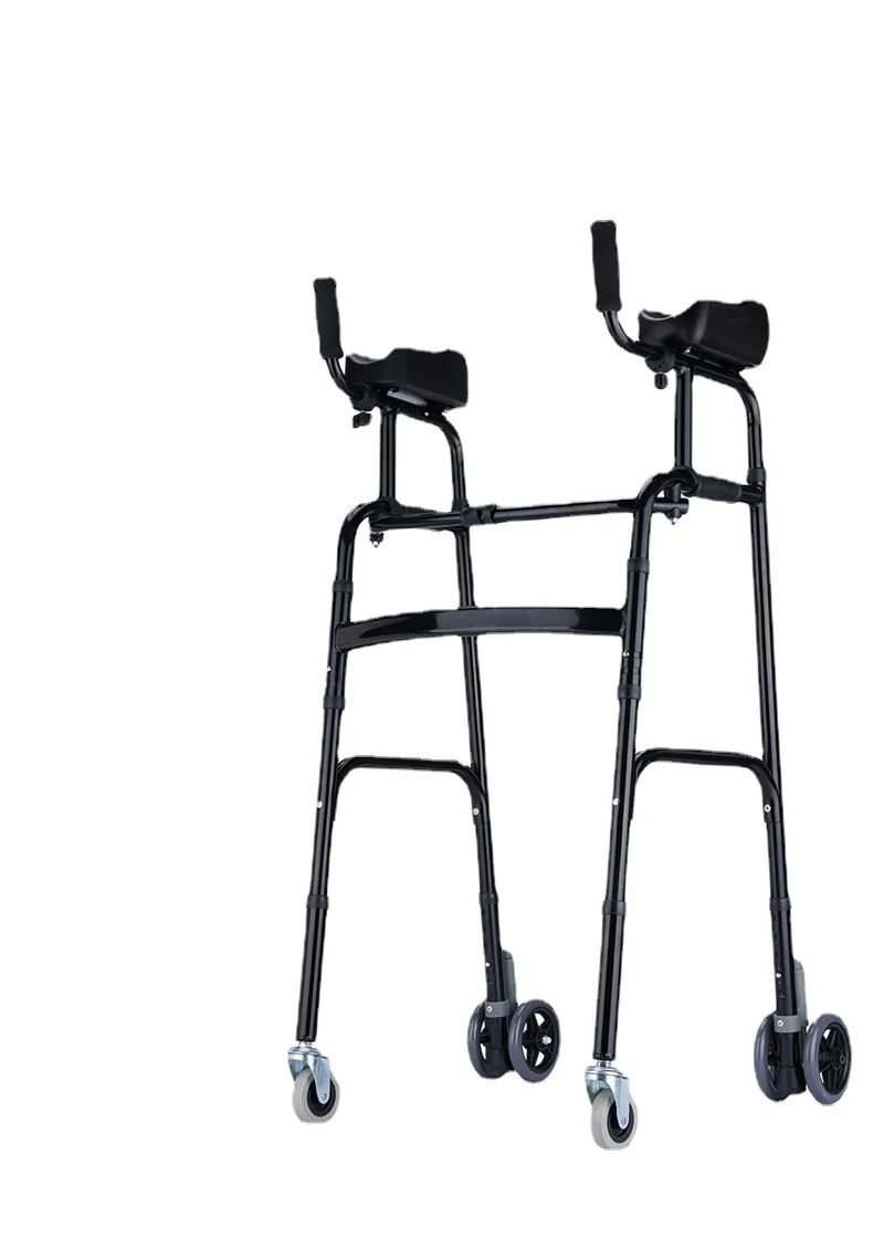 Folding Standard Platform Walker with 5’’ Wheels Removable Padded Armrests 300lbs with Arm Support for Senior Handicap Disabled