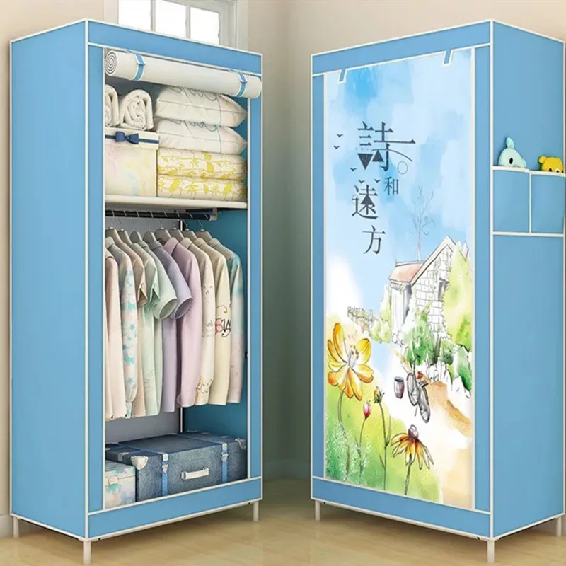 70*45*150  Non-woven Cloth Wardrobe Folding Portable Clothing Storage Cabinet Dustproof Cloth Closet Simple Bedroom Multipurpose