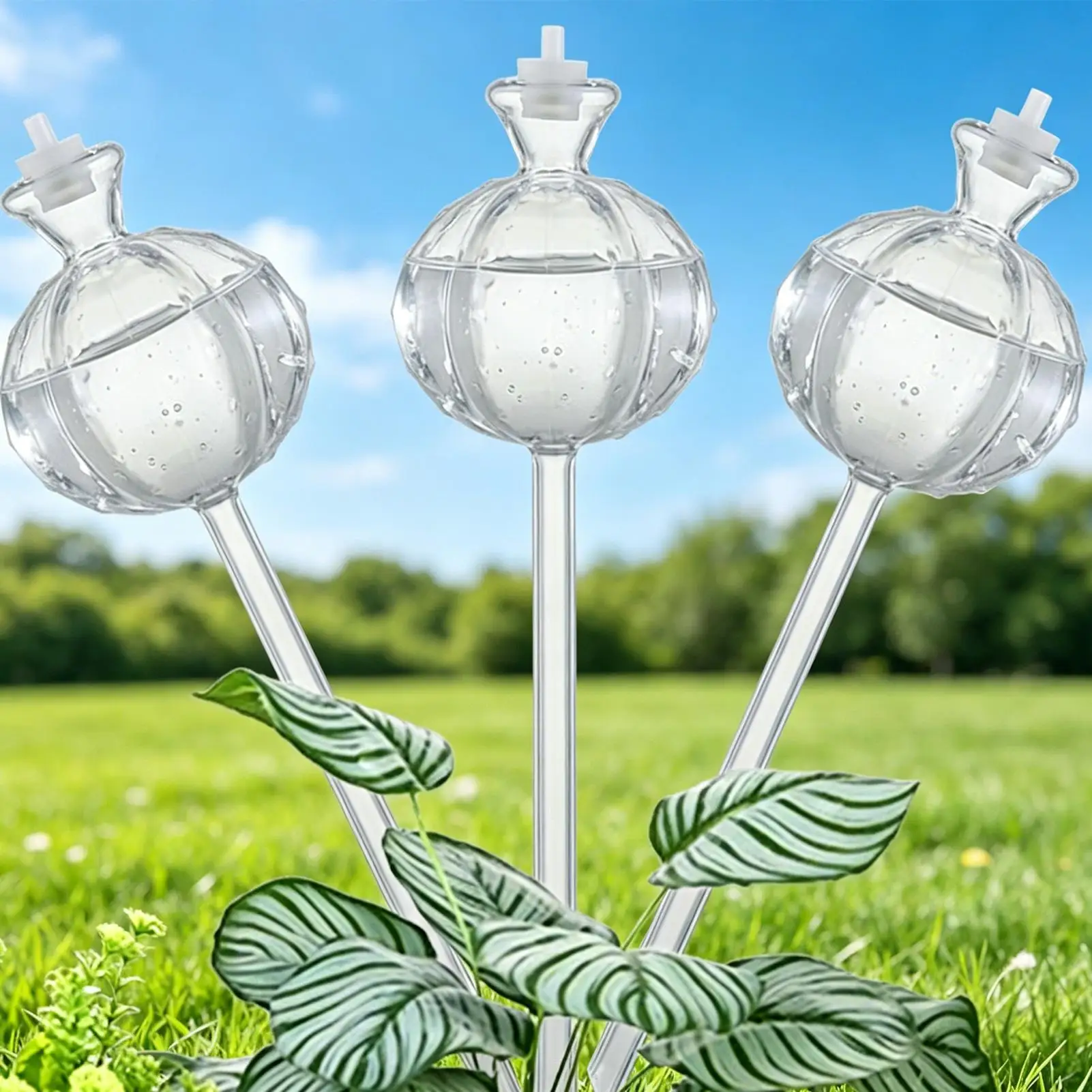 Self-Watering Globes 3 Pieces Slow-Release Vacation Care Insert Indoor Plants Pot Water Spikes For Flowers Orchids Garden Yard