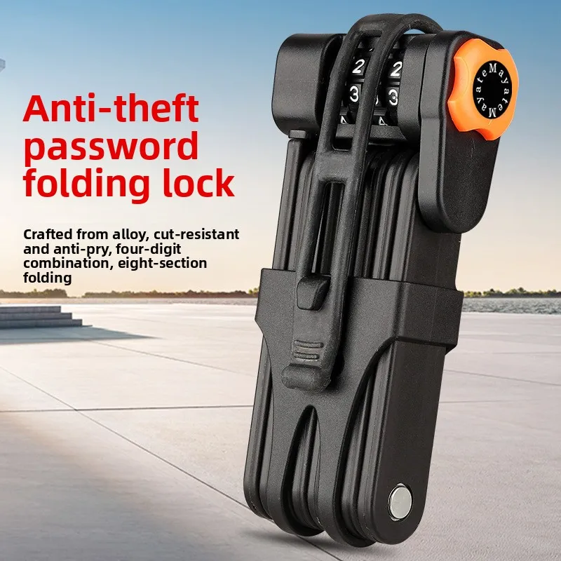

BENGGUO 85cm Foldable Bike Lock 4-Digit Combination Anti-Theft Heavy Duty Alloy Steel Bicycle Lock for MTB Road Bike