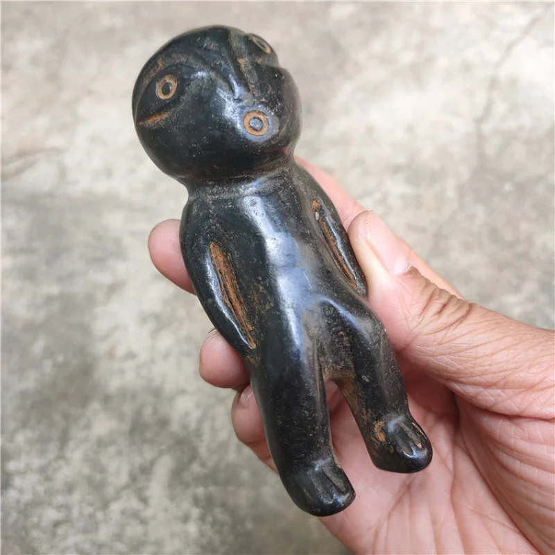 Natural Vintage Handicrafts Iron Stone Red Mountain Culture Sun Man Alien Pendant Jade Pendant Lai Zi