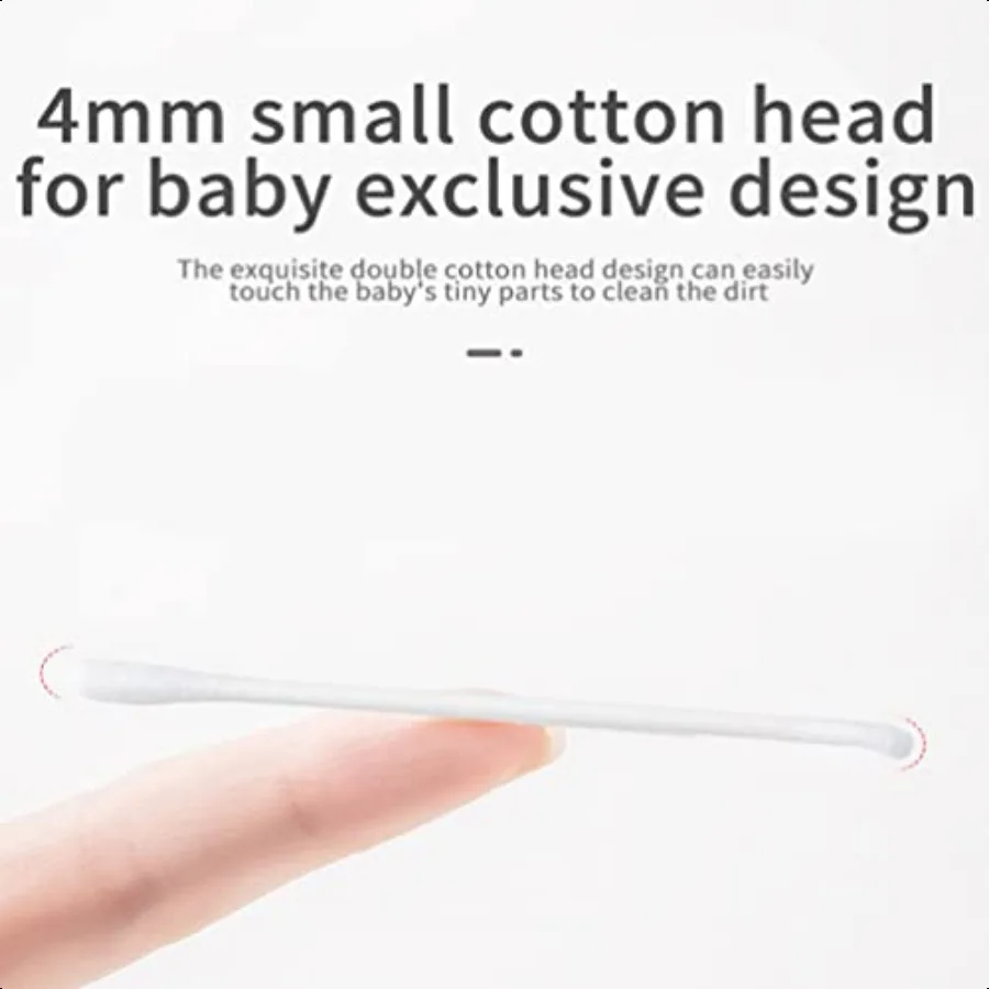 Kisangel 200 Pezzi Tamponi di Cotone per Bambini Bastoncini di Cotone Double End Detergenti per le Orecchie in Cotone Tamponi di Sicurezza Bastoncini di Pulizia per L'orecchio Naso Cle